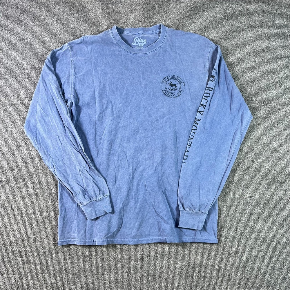 Blue 84 Long Sleeve T-Shirt Men's Medium Blue Rocky Mountain National Park Moose